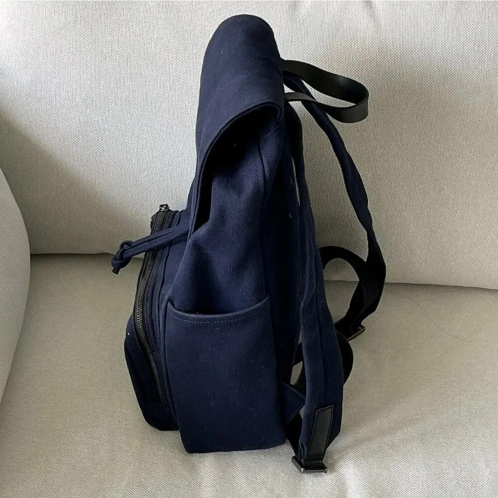 EVERLANE Modern Snap Backpack Navy Blue Canvas Denim Unisex Bag Rucksack Office